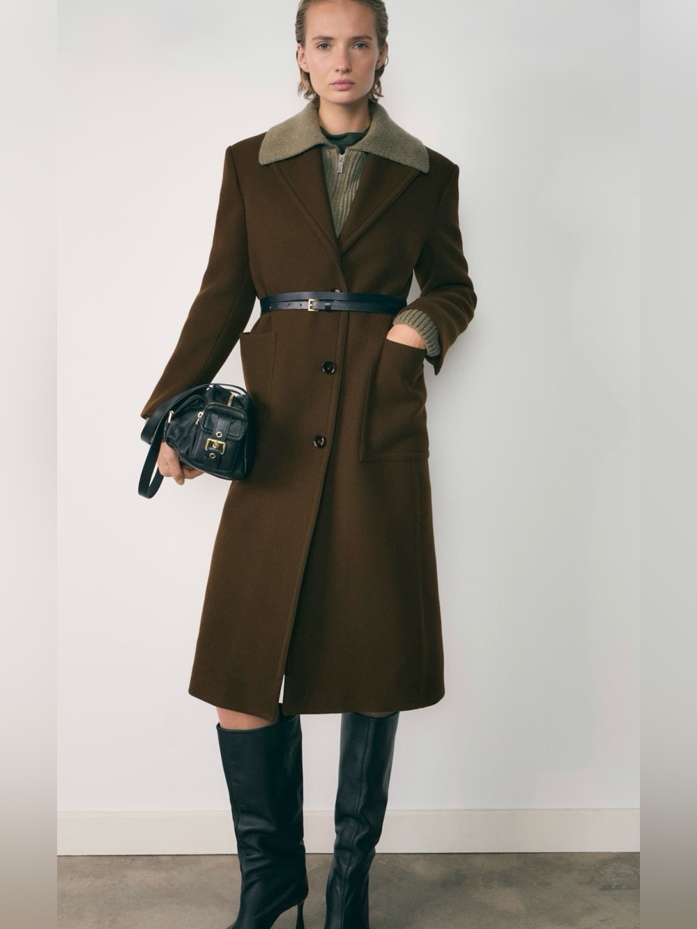 NWOT Mango Dark Brown Overcoat